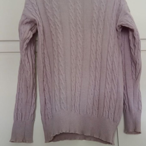 Cariaggi Lanificio S.P.A. women's knitted sweater like new, lilac, cable pattern