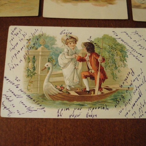 Embossed postcards used, pack of 7, from 1907