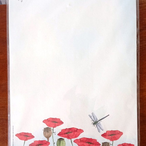 A4 stationery paper with poppy design new, 24 sheets