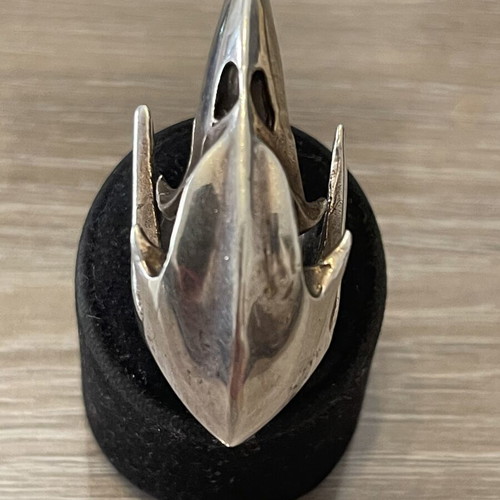 Silver 925 ring with solid bird skull used, size 57