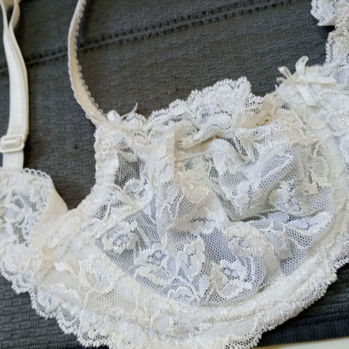 Etam white lace bra, semi-transparent, size 75C