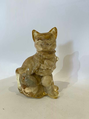 Vintage decorative cat figure made of translucent resin used