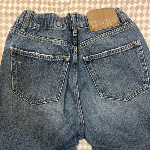 No Thinkin jeans used, blue with rips and fringes, XS/S