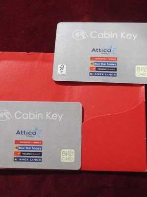 Attica Group χάρτινες κάρτες κλειδιά καμπίνας πλοίου, σετ 2