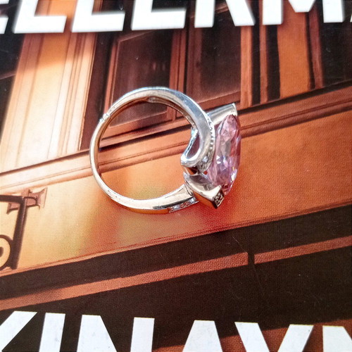 Galerie Tsangarakis silver 925 ring plated with pink zircon and white sapphires new