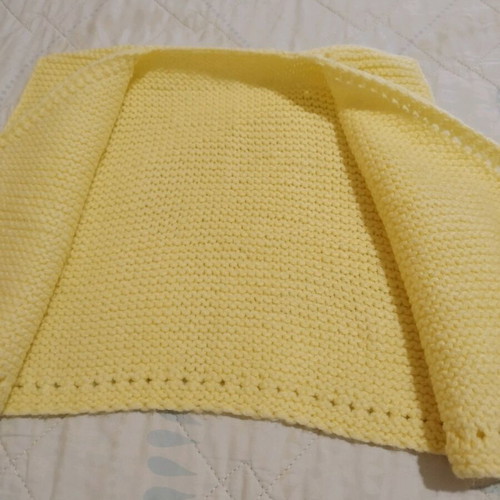 Handmade knitted baby sleeveless cardigans, yellow and blue