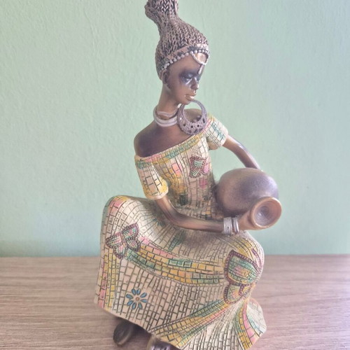 Decorative figurine African woman with jug used