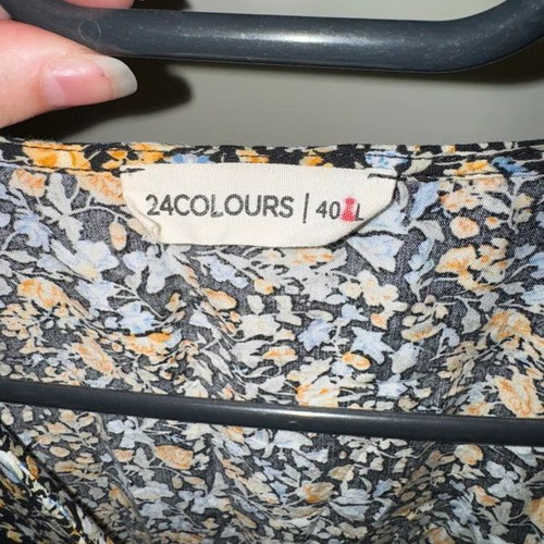 24Colours blouse with floral print, black ochre blue, size 40
