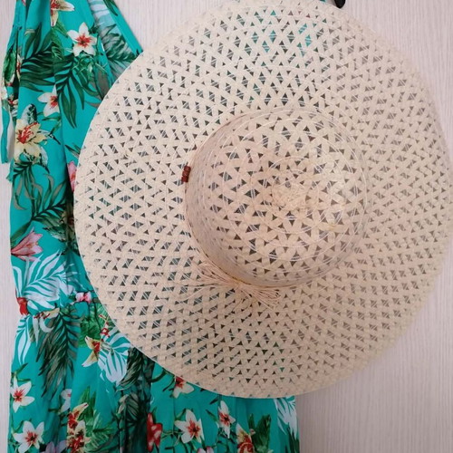 Doca romper dress with straw hat gift, one size, tropical floral