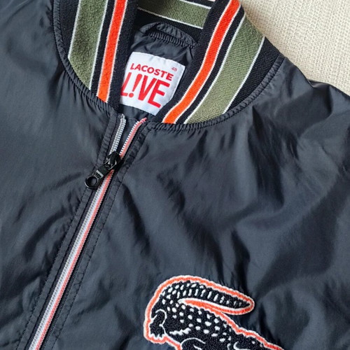 Lacoste L!VE bomber jacket men's like new, black and orange