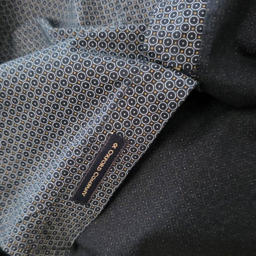 Oxford Company men's shirt XL slim, dark grey blue micro pattern, button-down collar