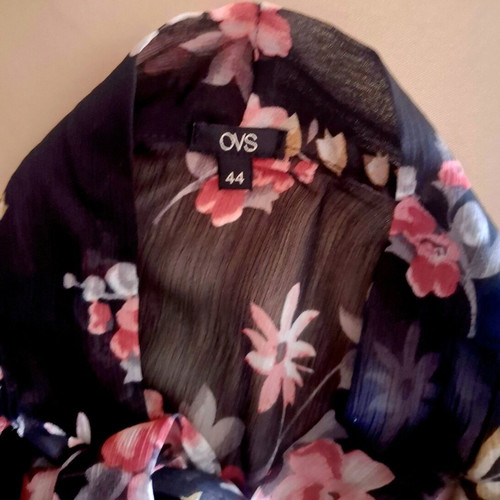 Ovs blouse like new, black with multicolor flowers, XXL