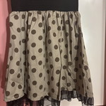 Beige dress with polka dots size S like new, sleeveless with black belt