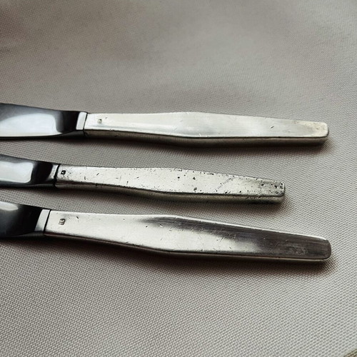 Christofle France collectible set of 3 knives used, Olympic Airways Onassis era