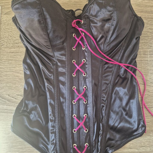 Corset satin with lining and lace Med like new, black and pink