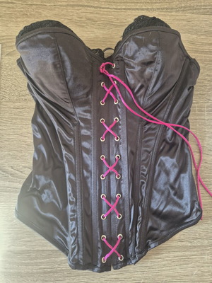 Corset satin with lining and lace Med like new, black and pink