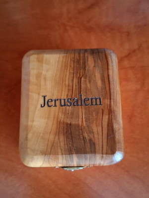 Wooden small jewelry box like new, from the Holy Land