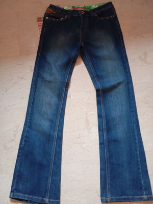 Women's jeans new, size 4XL, blue with wear marks