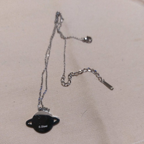 Kronos necklace stainless steel with black stones like new, unworn