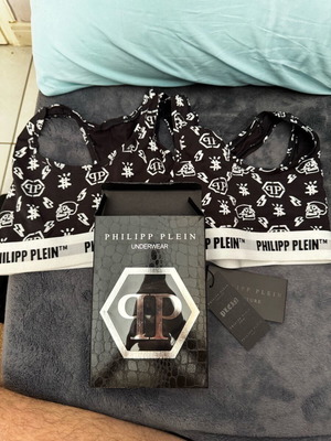 Μπουστάκια Philipp Plein καινούργια, μέγεθος large, σετ 2 τεμαχίων, μαύρο και άσπρο