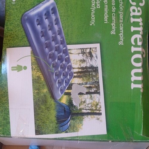 Camping set with Carrefour inflatable mattress and foldable water container new