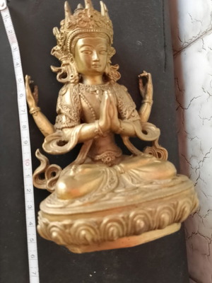 Green Tara brass statue like new