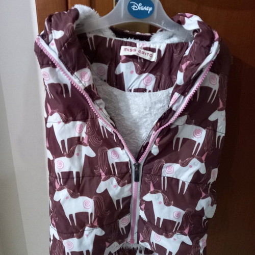 Miss Ebita sleeveless jacket No.4 like new with unicorn design, burgundy