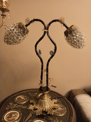 French Murano lamp restored with two grape-shaped light fixtures