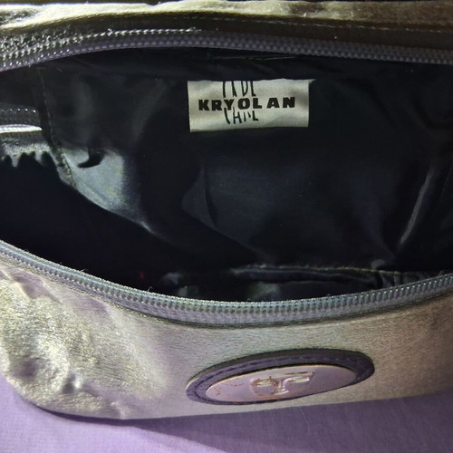 Kryolan toiletry bag used, silver vintage with zipper