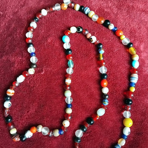 Necklace with handmade glass beads like new, multicolored