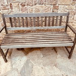 Outdoor bench used, made of solid teak wood