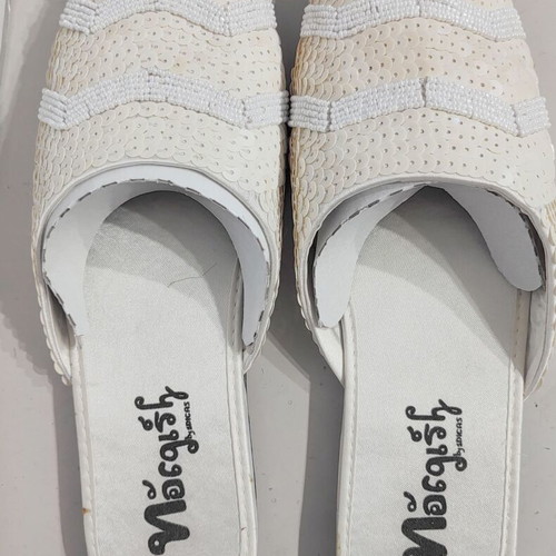 Bridal satin slippers new with beads and sequins size 39 white