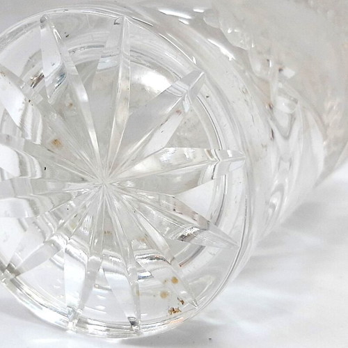 Czech Cut Crystal Vase like new, 18.5 cm, floral motifs