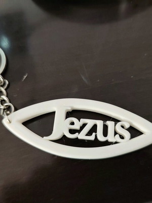 Religious keychain Ichthys new, white