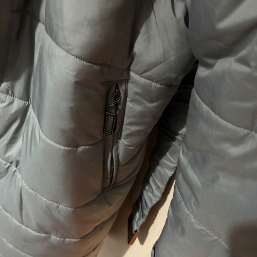Magnetic Couture Long Jacket New With Detachable Hood And Belt Gray Silver