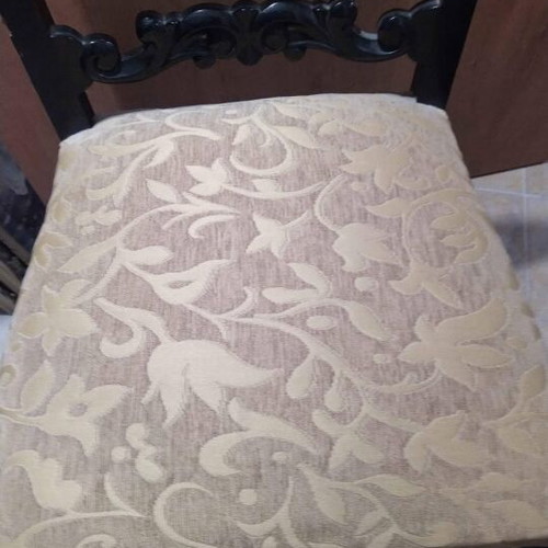 Vintage chairs used, 2 carved with yellow upholstery