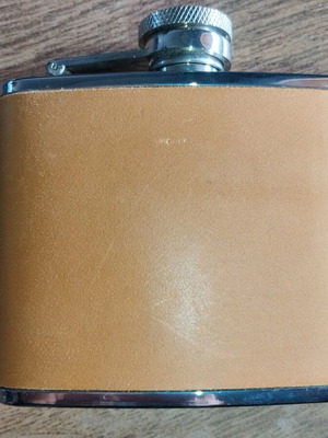 Flask with tan leather coating new