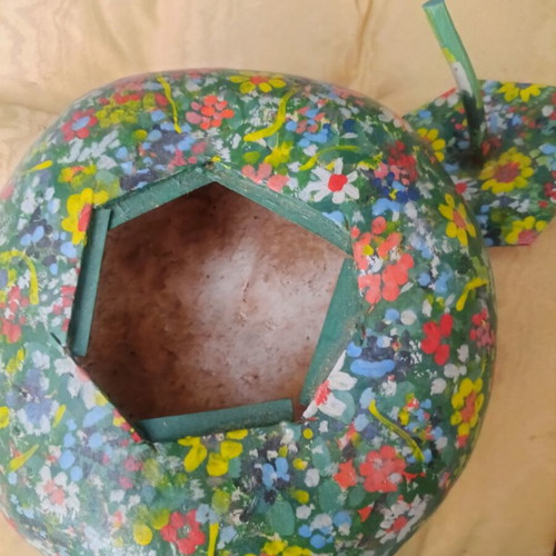 Decorative hand-painted dried water gourd 35 cm like new