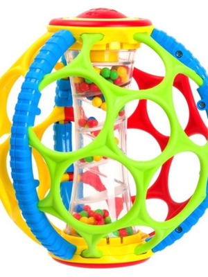 Baby activity toy with colorful rotating parts and balls