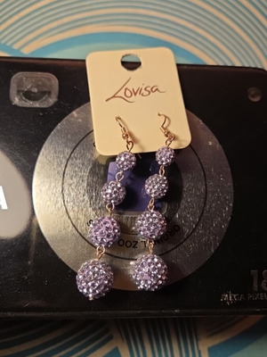 Earrings new, purple color, steel