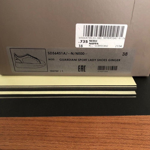 Guardiani Sport leather platform shoes used, black, size 38