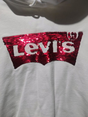 Μπλούζα Levi's Crop σαν καινούργια, λευκή με κόκκινο λογότυπο, μέγεθος L