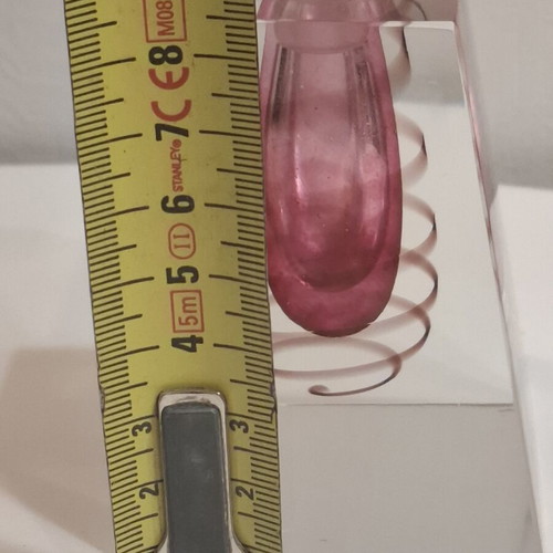 Art Glass Solid Dip Pen and Holder Deep Pink Spiral Used