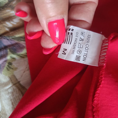 Handmade cotton blouse M red like new