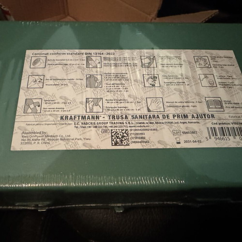 Car first aid kit sealed, type approval 2026