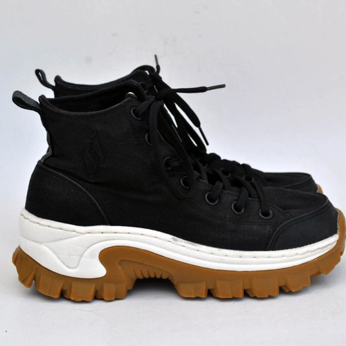 Skechers Vintage Black Canvas Chunky High Top Sneakers, size 37.5 Y2K