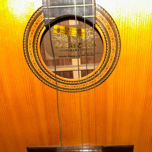 Vintage M. Suzuki Model 105 classical guitar with retro case, like new