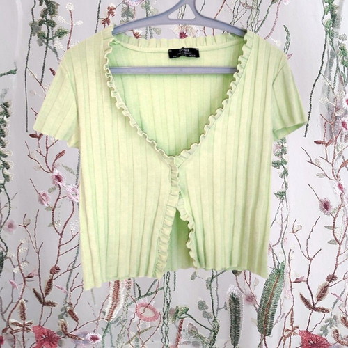 Bershka green short-sleeved cardigan used, size Small