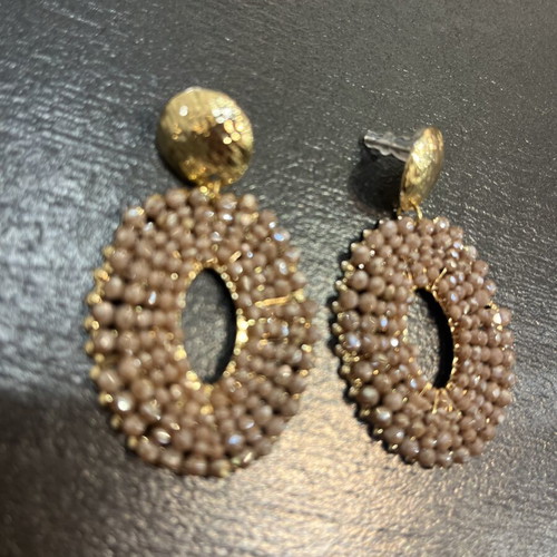 Oval Earrings with Boho Nude Beads like new