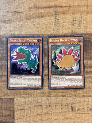 Yu-Gi-Oh! Doodle Beast Set Tyranno & Stego Secret Rare 1st Edition near mint
